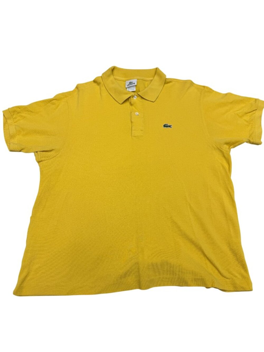 Lacoste Men's Yellow SS Polo Shirt 100% Cotton Classic Fit Iconic Logo, Size 6